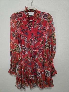 ALEXIS Red Floral Ruffle Mini Dress